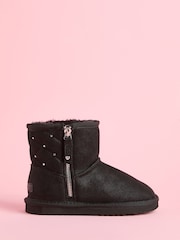 Noir - Bottes Lipsy à panneaux matelassés zippés sur le côté - Image 1 of 4