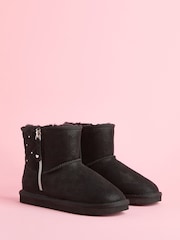 Noir - Bottes Lipsy à panneaux matelassés zippés sur le côté - Image 2 of 4