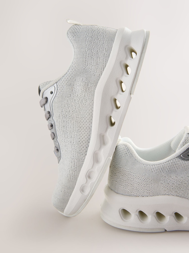 Grey Elastic Lace-Up School Trainers - Image 5 of 5