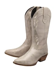 Ravel Silver Metallic Leather Cowboy Boots - Image 2 of 4