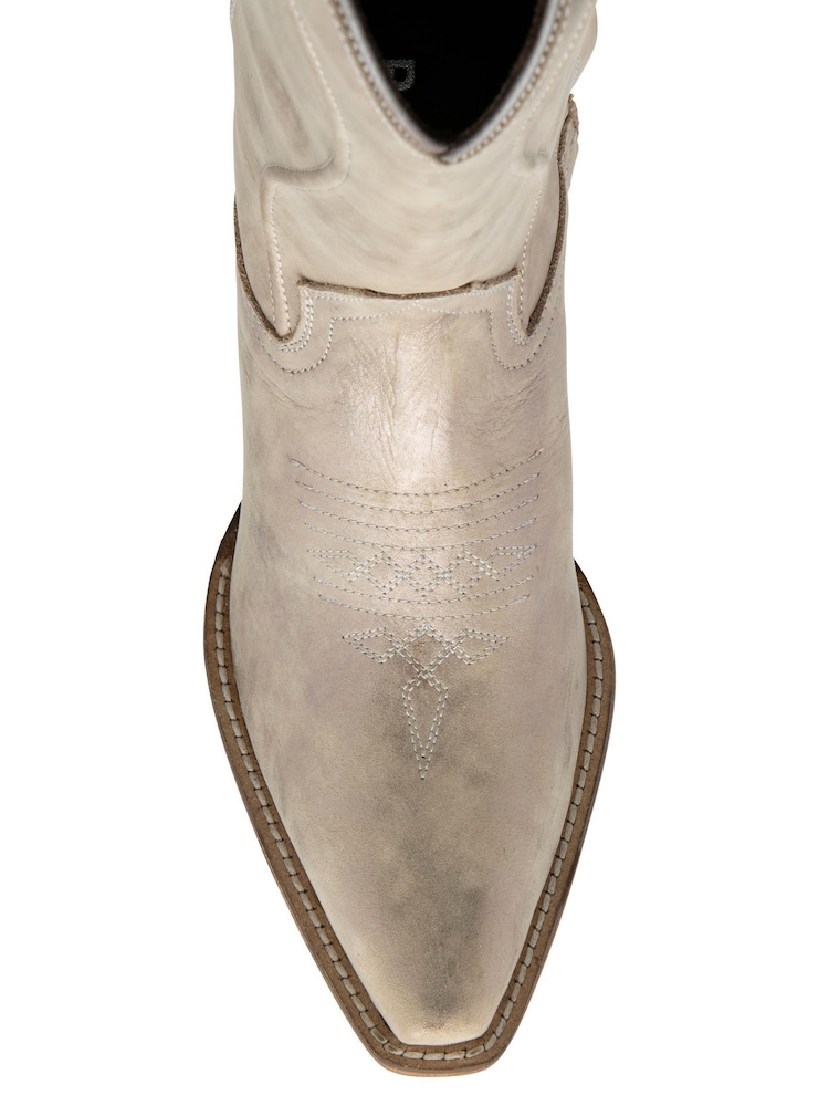 Ravel Silver Metallic Leather Cowboy Boots - Image 4 of 4