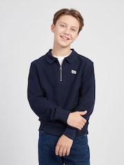 Lee Blue Boys Zip Collar 100% Cotton Sweatshirt - Image 1 of 8