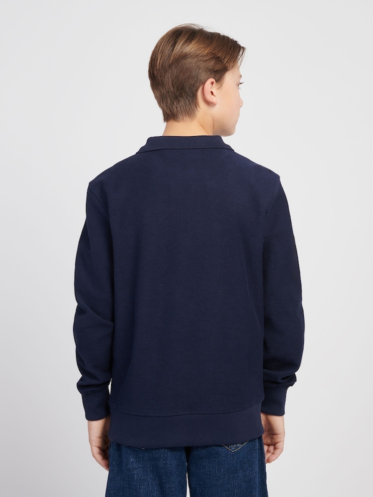 Lee Blue Boys Zip Collar 100% Cotton Sweatshirt - Image 2 of 8