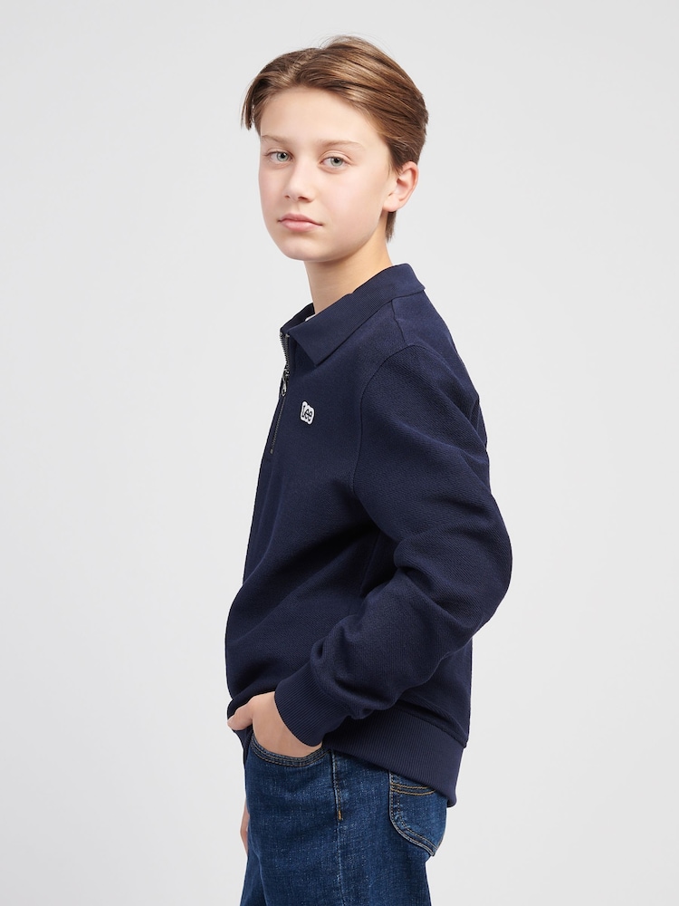 Lee Blue Boys Zip Collar 100% Cotton Sweatshirt - Image 4 of 8