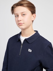 Lee Blue Boys Zip Collar 100% Cotton Sweatshirt - Image 5 of 8