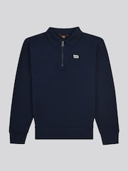 Lee Blue Boys Zip Collar 100% Cotton Sweatshirt - Image 6 of 8