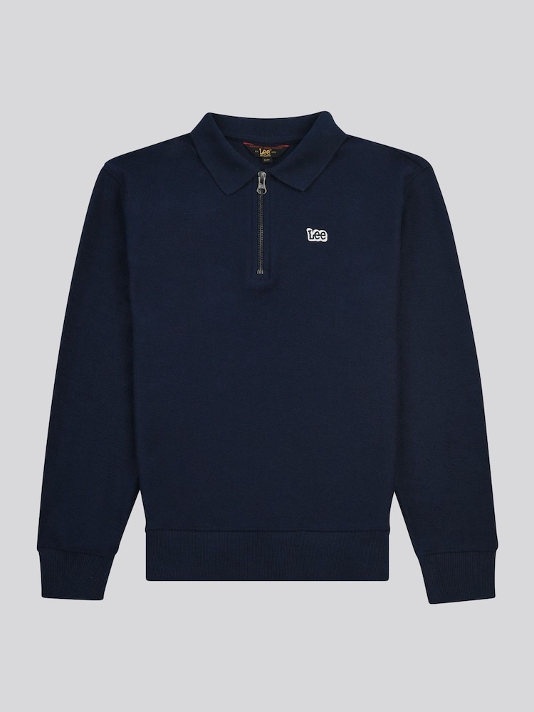 Lee Blue Boys Zip Collar 100% Cotton Sweatshirt - Image 6 of 8