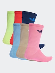adidas Originals Blue Trefoil Crew Socks 6 Pack - Image 2 of 4