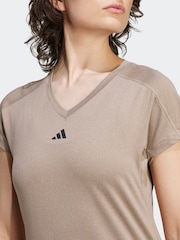 adidas Brown Aeroready Train Essentials Minimal Branding V-Neck T-Shirt - Image 4 of 6
