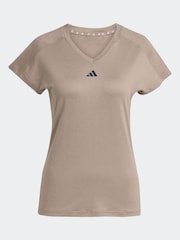 adidas Brown Aeroready Train Essentials Minimal Branding V-Neck T-Shirt - Image 6 of 6