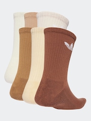 adidas Originals Brown Light Trefoil Crew Socks 6 Pack - Image 2 of 4