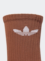 adidas Originals Brown Light Trefoil Crew Socks 6 Pack - Image 3 of 4