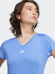 adidas Blue Aeroready Train Essentials Minimal Branding V-Neck T-Shirt - Image 4 of 6