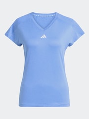 adidas Blue Aeroready Train Essentials Minimal Branding V-Neck T-Shirt - Image 6 of 6