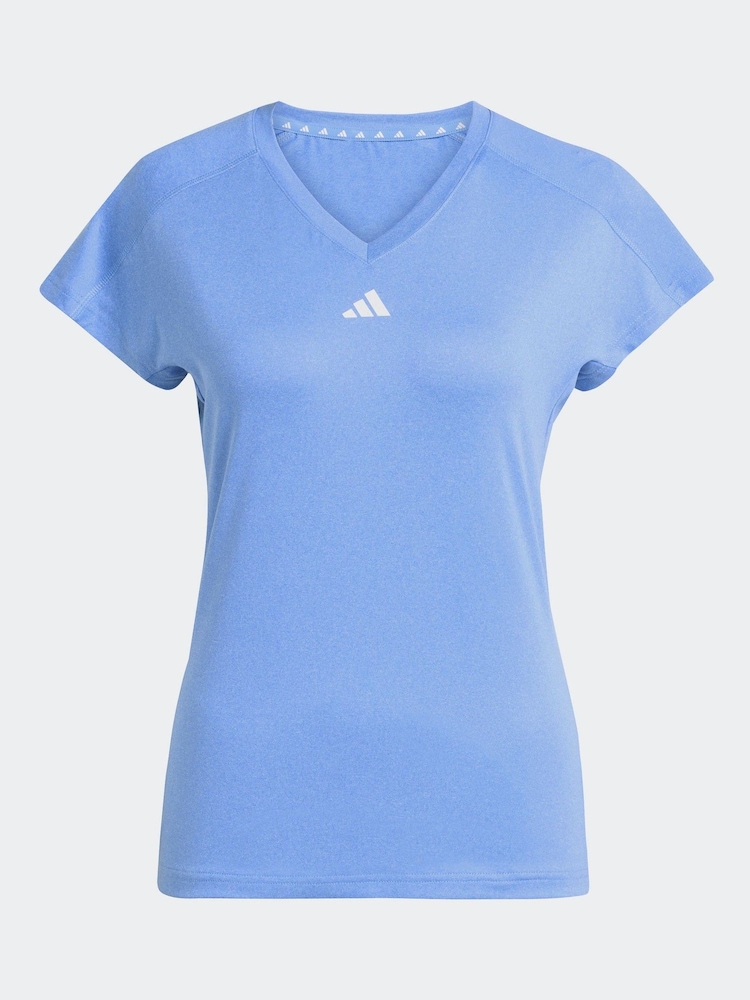 adidas Blue Aeroready Train Essentials Minimal Branding V-Neck T-Shirt - Image 6 of 6