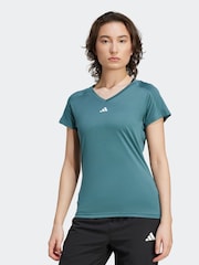 adidas Green Aeroready Train Essentials Minimal Branding V-Neck T-Shirt - Image 1 of 6