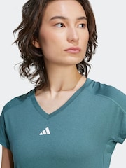 adidas Green Aeroready Train Essentials Minimal Branding V-Neck T-Shirt - Image 4 of 6