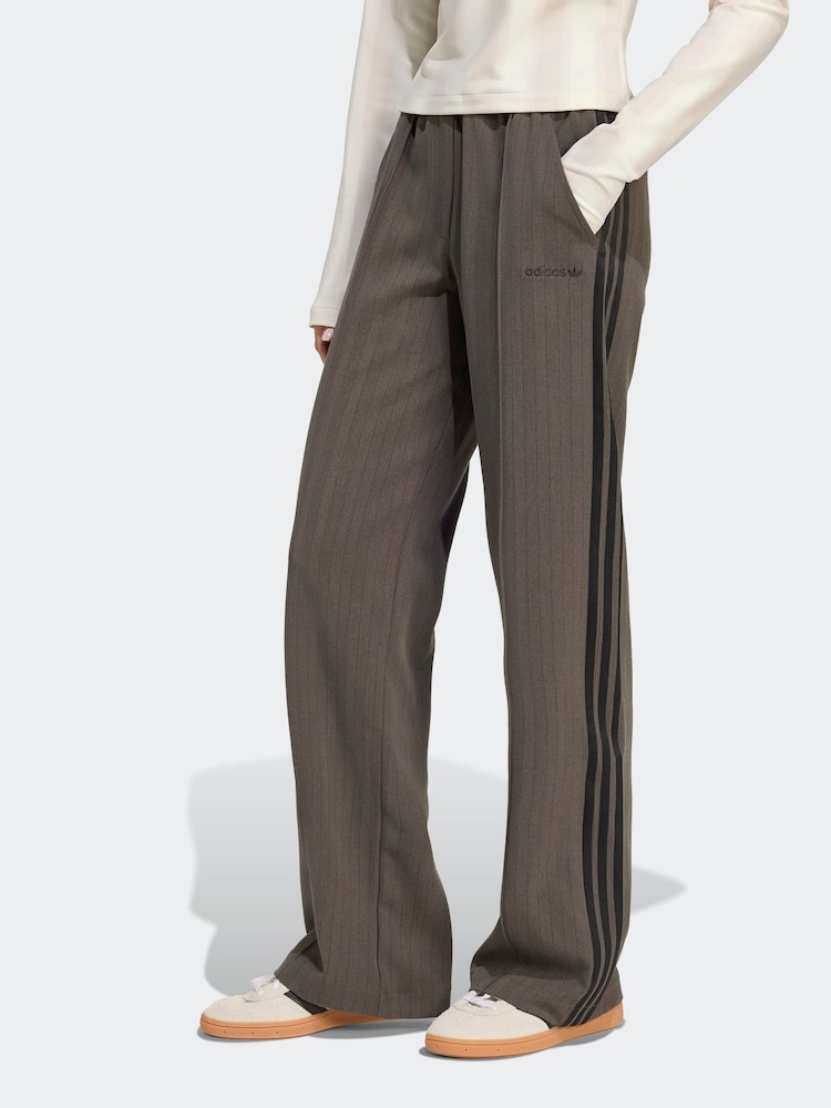 adidas Originals Brown Tailored 3-Stripes Trousers - Image 1 of 6