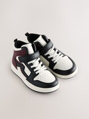 Black/Burgundy Standard Fit (F) Elastic Lace High Top Trainers - Image 1 of 5