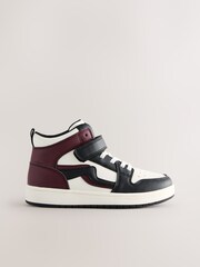 Black/Burgundy Standard Fit (F) Elastic Lace High Top Trainers - Image 2 of 5