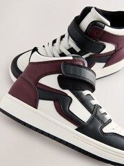 Black/Burgundy Standard Fit (F) Elastic Lace High Top Trainers - Image 3 of 5