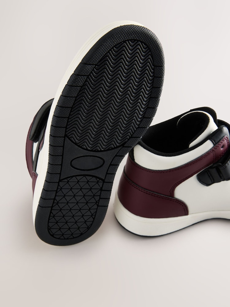 Black/Burgundy Standard Fit (F) Elastic Lace High Top Trainers - Image 5 of 5