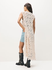 Neutral Crochet Button Through Beach Midi Dress - Image 2 of 8