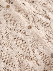 Neutral Crochet Button Through Beach Midi Dress - Image 7 of 8