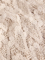 Neutral Crochet Button Through Beach Midi Dress - Image 8 of 8