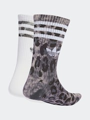 adidas Originals Grey Leopard Print Crew Socks 2 Pack - Image 2 of 4