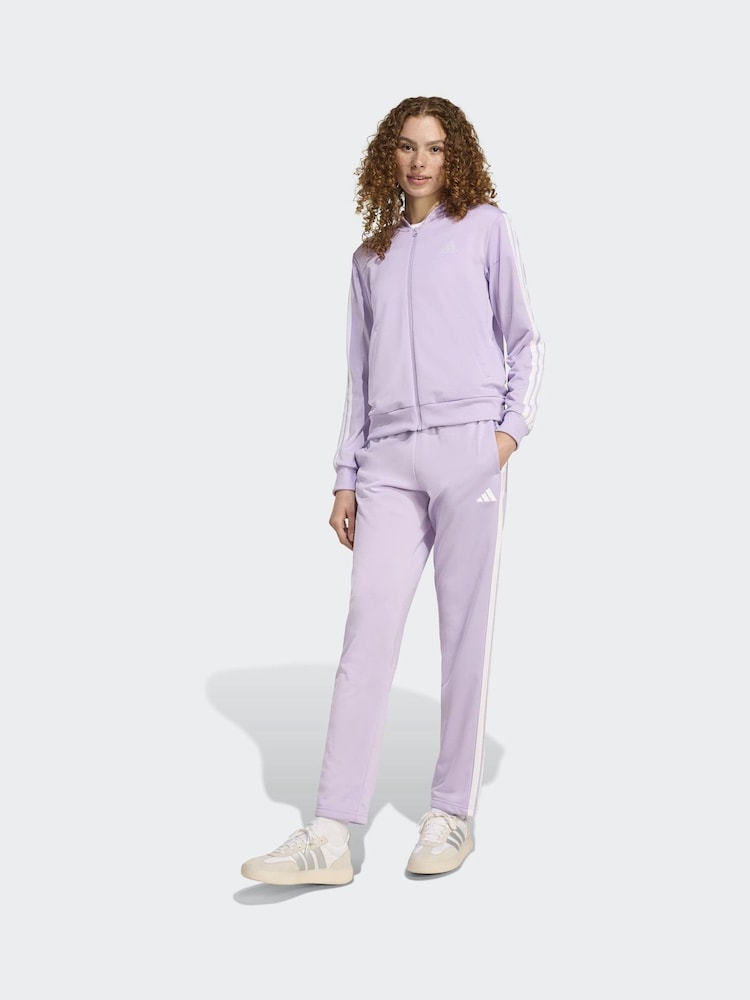 adidas Purple Essentials 3-Stripes Tracksuit - Image 1 of 8