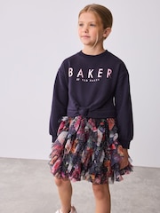 Baker by Ted Baker Navy Mesh Skirted Sweat Dress - Image 1 of 12