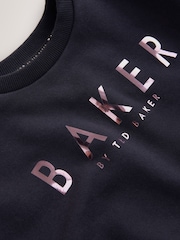 Baker by Ted Baker Navy Mesh Skirted Sweat Dress - Image 10 of 12
