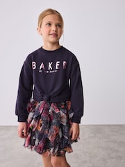Baker by Ted Baker Navy Mesh Skirted Sweat Dress - Image 2 of 12