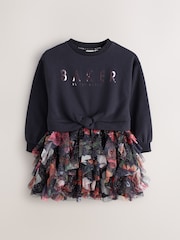 Baker by Ted Baker Navy Mesh Skirted Sweat Dress - Image 8 of 12