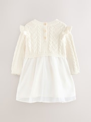 Baker by Ted Baker Cream Knitted Bow Detail Mesh Mockable Dress - Image 2 of 6
