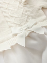 Baker by Ted Baker Cream Knitted Bow Detail Mesh Mockable Dress - Image 6 of 6