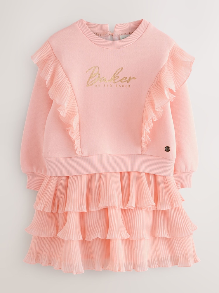Baker by Ted Baker Pink Frill Skirted Mockable Dress - Image 1 of 10
