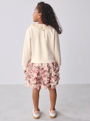 Baker by Ted Baker Stone Ruffle Mesh Mockable Sweat Dress - Image 3 of 13