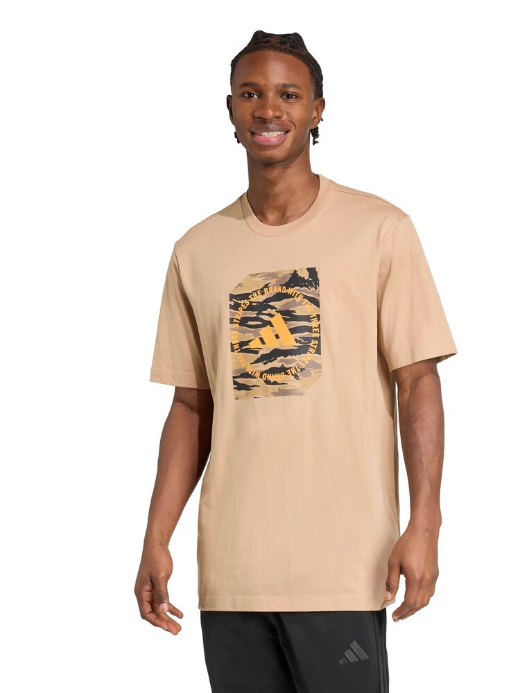 adidas Brown Camo Shape Graphic T-Shirt - Image 1 of 6