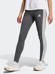 adidas Grey Essentials 3-Stripes Cotton Leggings - Image 1 of 5