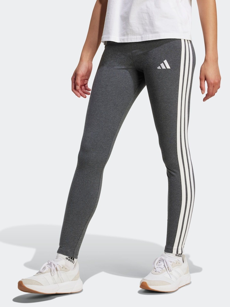 adidas Grey Essentials 3-Stripes Cotton Leggings - Image 1 of 5