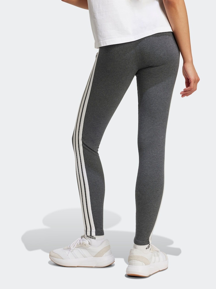 adidas Grey Essentials 3-Stripes Cotton Leggings - Image 2 of 5