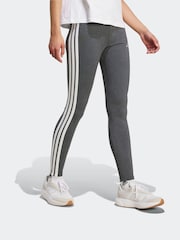 adidas Grey Essentials 3-Stripes Cotton Leggings - Image 3 of 5
