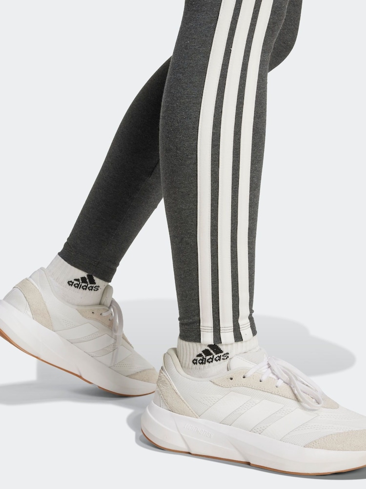 adidas Grey Essentials 3-Stripes Cotton Leggings - Image 5 of 5 adidas Grey Essentials 3-Stripes Cotton Leggings - Image 5 of 5