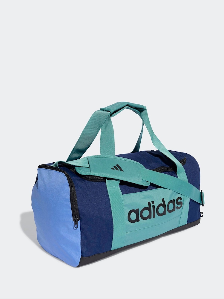 Buy adidas Blue Small Linear Duffel Colorblock Bag from the Next