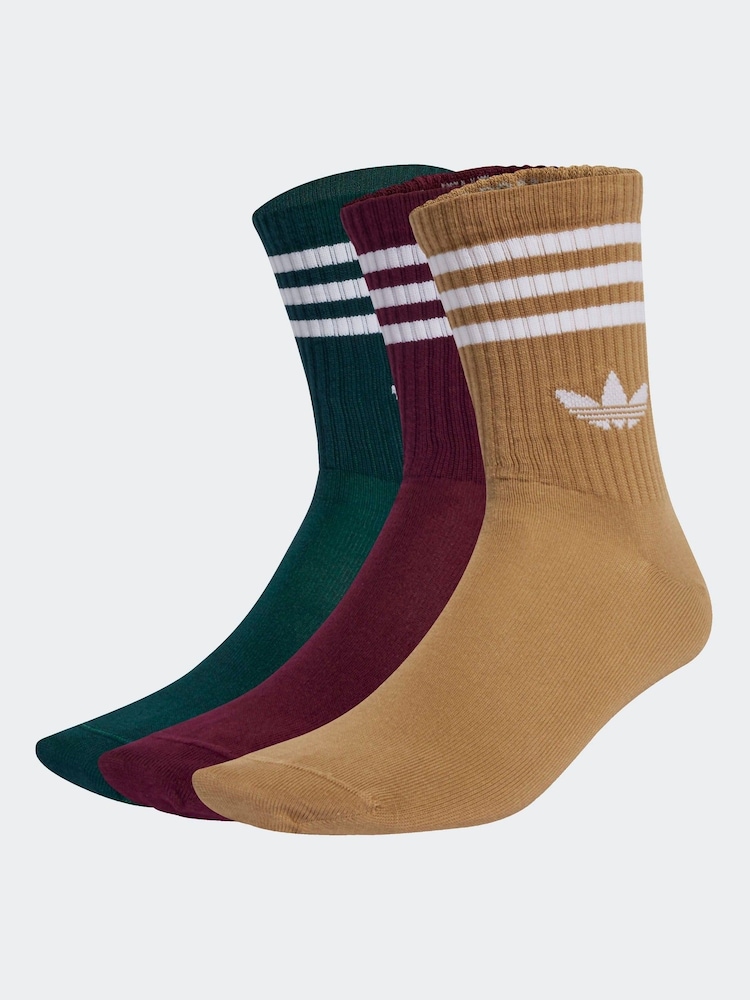 adidas Originals Red 3-Stripes Crew Socks 3 Pairs - Image 1 of 4 adidas Originals Red 3-Stripes Crew Socks 3 Pairs - Image 1 of 4