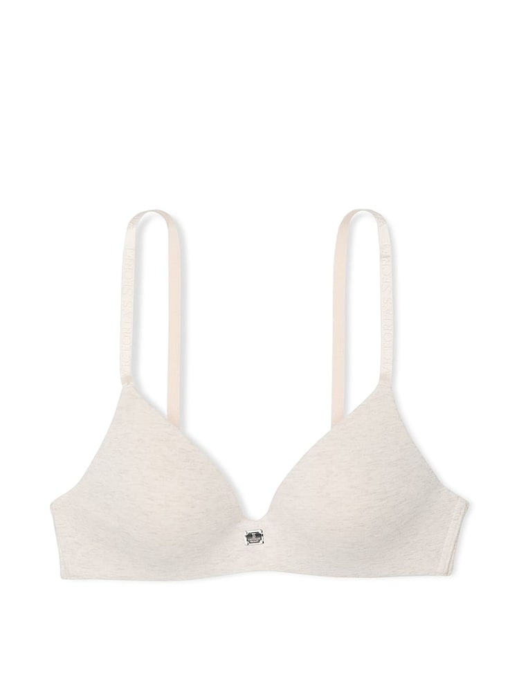 Victoria's Secret Nude Heather Non Wired Lightly Lined Cotton Logo Bra - Image 3 of 3