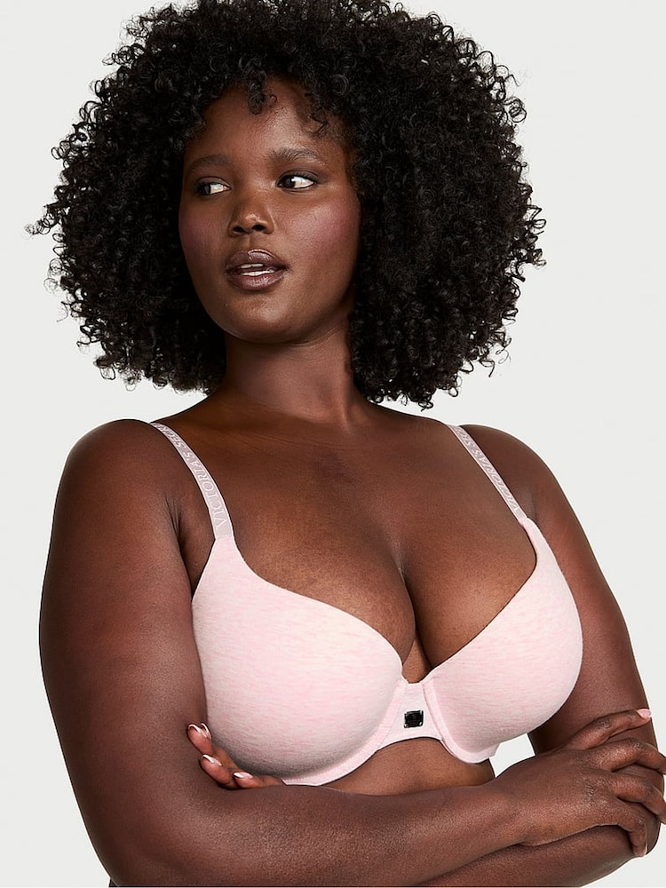 Victoria's Secret Pink Petal Heather Full Cup Push Up Cotton Logo Bra - Image 1 of 3