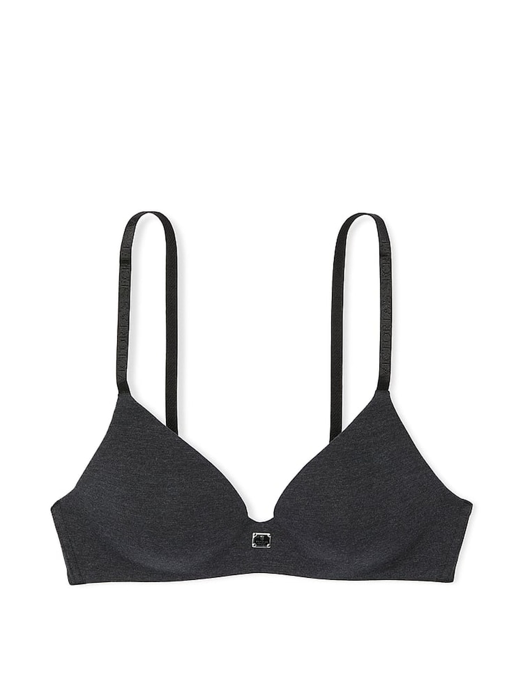 Victoria's Secret Black Heather Non Wired Lightly Lined Cotton Logo Bra - Image 3 of 3
